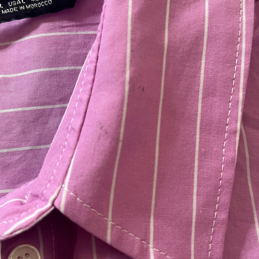 Zara size Large pink cropped button up pinstripe shirt - Picture 5 of 12